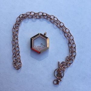 Origami owl Hexagon Locket and Toggle Chain